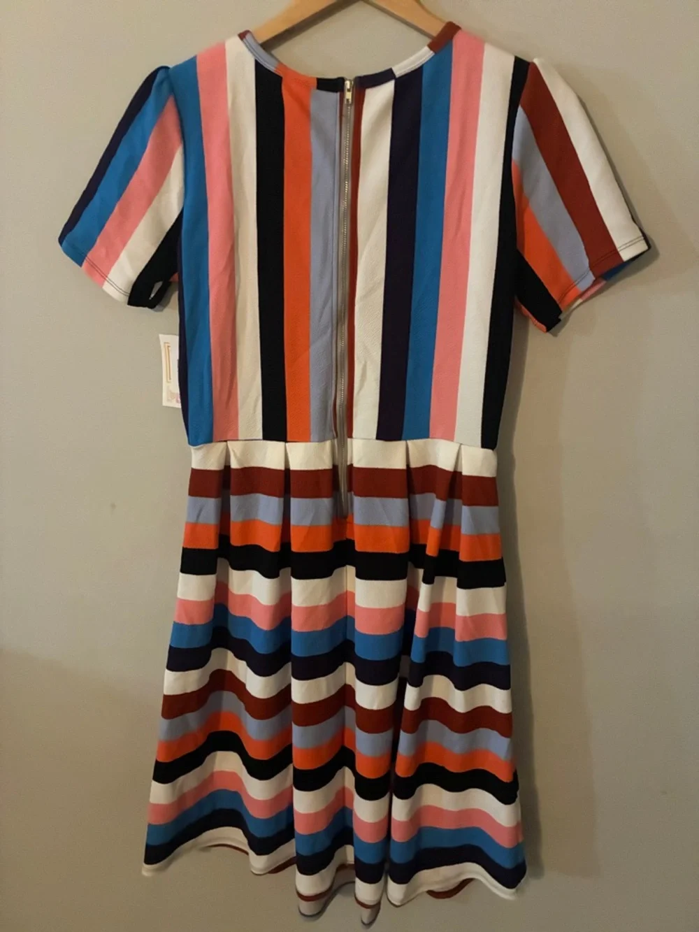 LuLaRoe Striped Midi Dress in Pink, Blue, Red, Black - Picture 4 of 6
